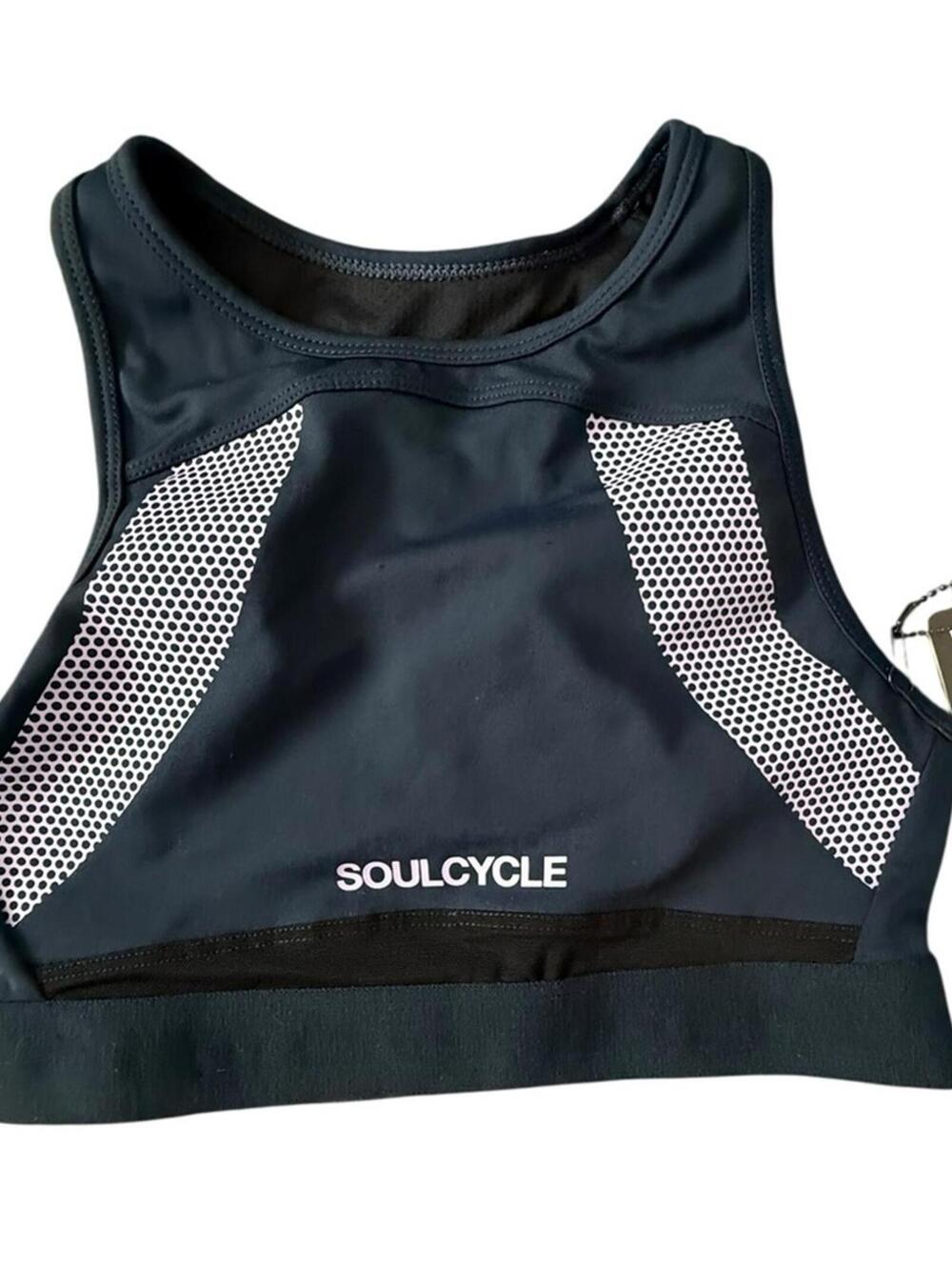 SoulCycle Women's Dark Blue and White Mesh Sports Bra